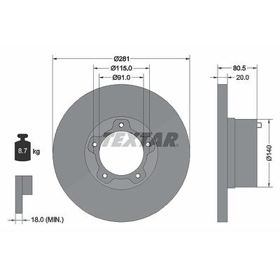 Textar 1x Bremsscheibe [Hersteller-Nr. 92031500] für VW