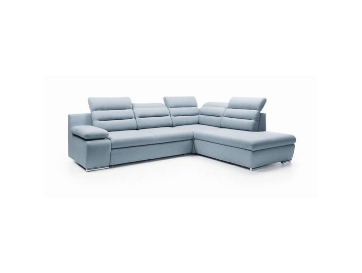 ECKSOFA RISO Blau Velours-Stoff mit Schlaffunktion