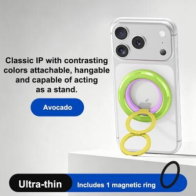 LightInthebox Colorful Magnetic Phone Ring Holder, Dual Ring Foldable Phone Grip Stand, Strong Magnetic Multi-Angle Finger Holder, Fidget Stress Relief Phone Accessory, MagSafe Compatible for iPhone 12 and Above,