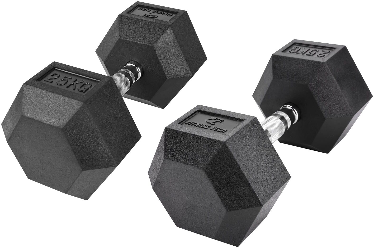 Fitness Tech Set de 2 mancuernas hexagonales .  (25 Kg) Negro