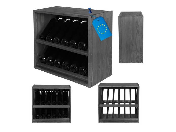 Modo24 Weinregal Modulares System RW61, Flaschenregal Massivholz, Kellerregal, Weinständer, Stapelbar, Weinschrank, für Küche & Vorratsraum, 3 Farben