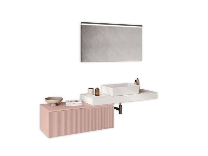 Composition 4 pièces en MDF blanc/rose poudré