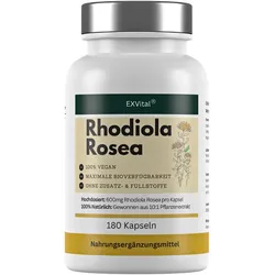 Rhodiola Rosea, hochdosiert 600mg Tagesdosis, 180 vegane Kapseln von EXVital