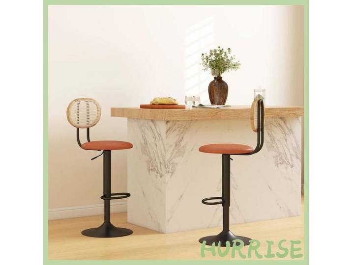 Cocosity Lot De 2 Tabourets De Bar Chaises De Bar Hauteur Réglable Avec Dossier En Rotin Et Repose-Pieds Marron