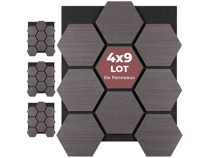 4 Pièces Panneaux Acoustiques\, Mdf\, Bois\, Chêne Gris\, 76x62x1\,8cm