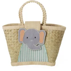 RICE Kleine Raffia Kindertasche, Elefant