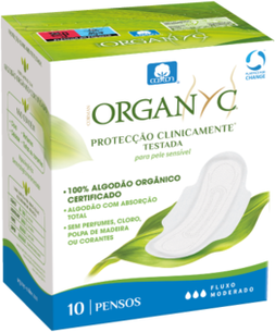 Organyc Pensos Higénicos com Abas Fluxo Moderado 10 un