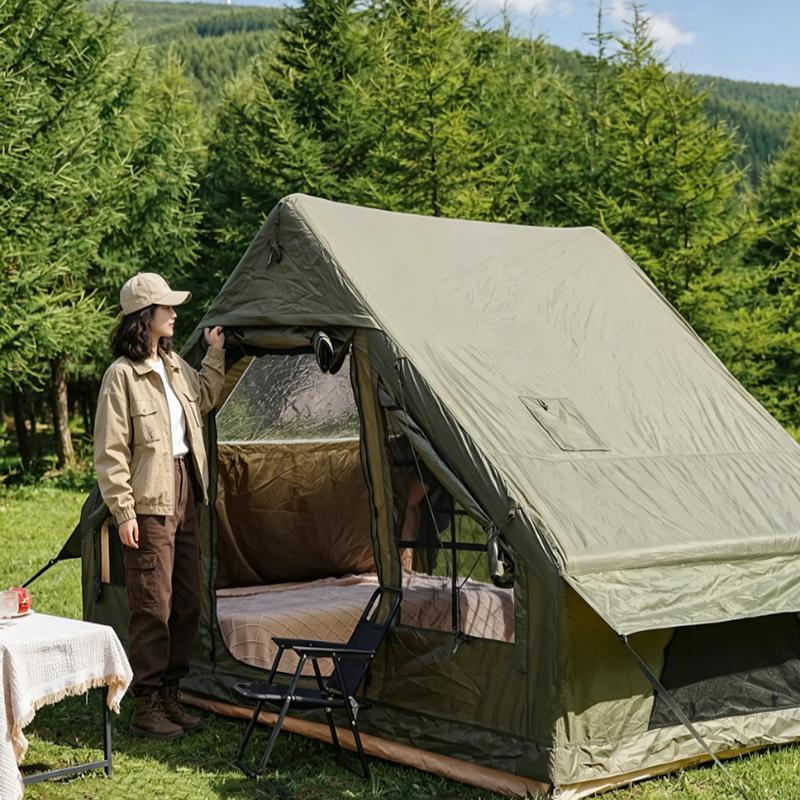 Aufblasbares Zelt für 3 Personen - 3000 mm Wasserdichtigkeit - 210 cm Höhe - Polyester - Mit 2 Eingängen und Handpumpe