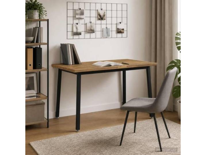 Quadratischer Esstisch 120 x 70 x 75 cm Massivholz Akazie Verzinkte Stahlbeine,-Rutsch-Zubehör,Innenbereich,Esszimmer,Wohnzimmer,moderne Einrichtung