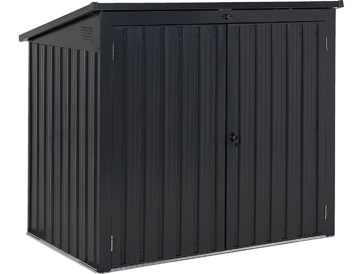 BELIANI Gerätehaus Graphitgrau Metall Stahl-Trapezblech 158 cm Abschließbar mit 2 Türen Pultdach Mülltonnenverkleidung Modern Garten Außenbereich