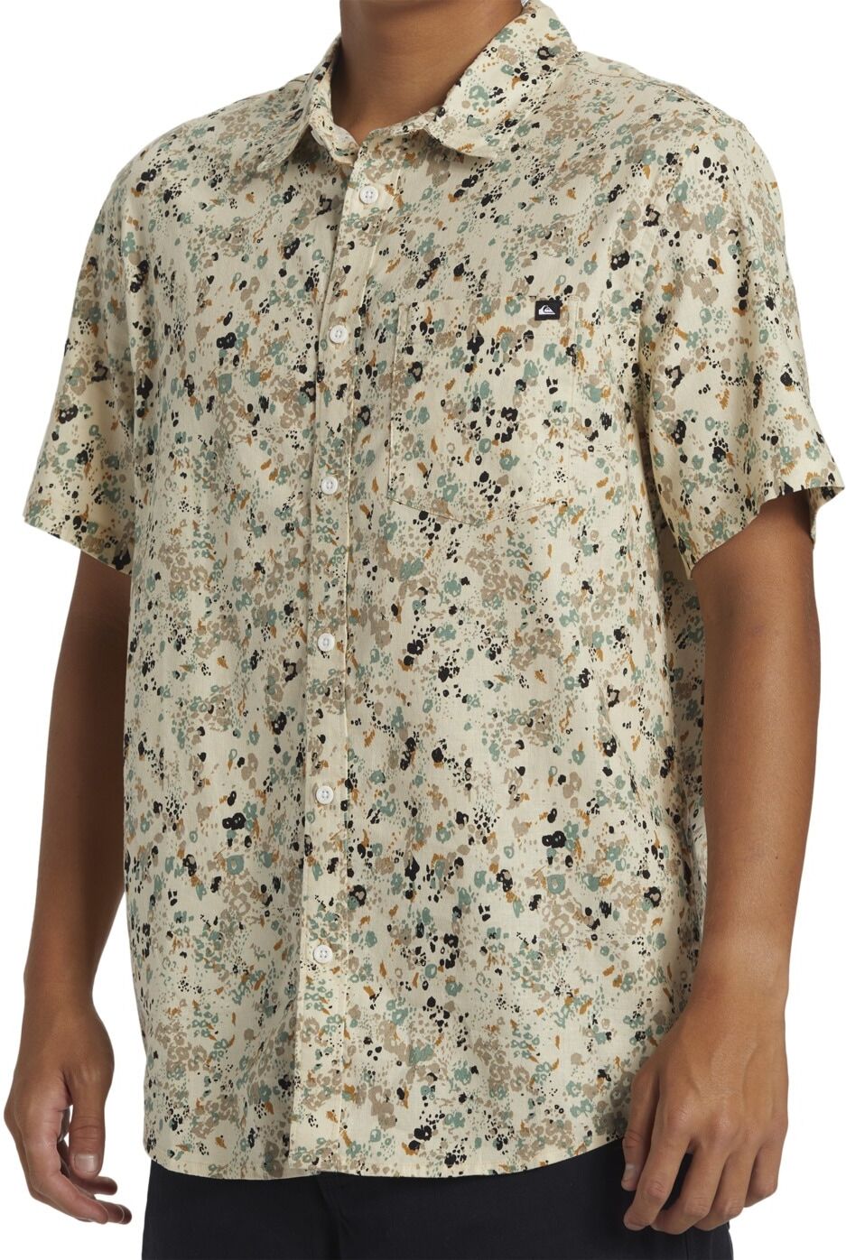 Kurzarmhemd QUIKSILVER "Fairway Classic", Herren, Gr. XS, weiss (oyster weiß aop best ss), Obermaterial:54% Hanf, 44% Baumwolle, 2% Elasthan., Hemden Kurzarmhemd oyster weiß aop best ss XS