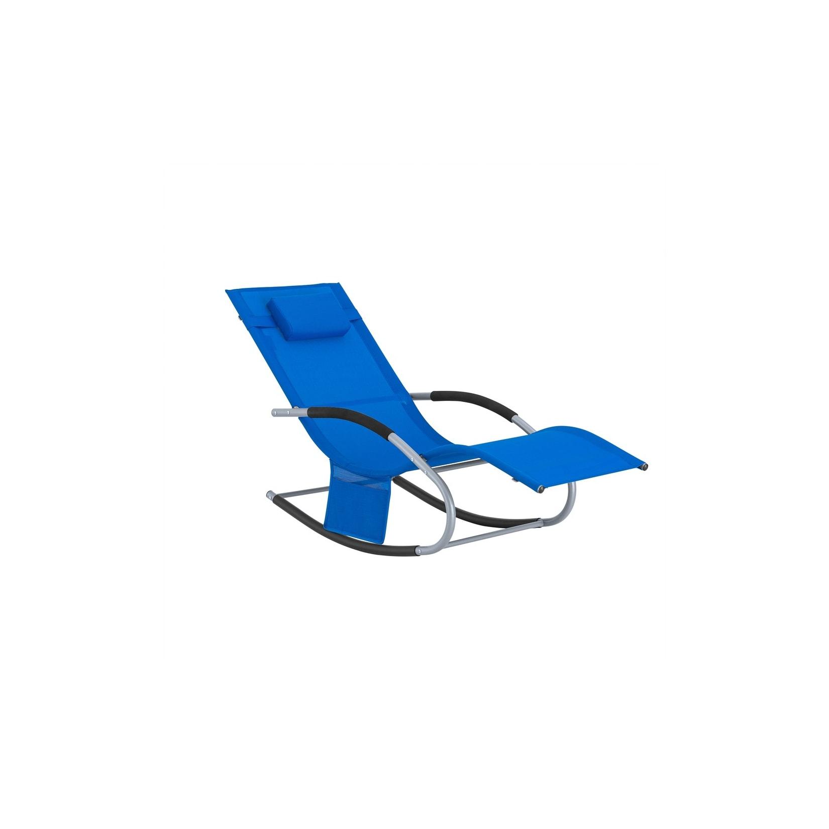 SoBuy Wetterfester Schaukelstuhl für den Garten Blau 150x63x87cm Industriell
