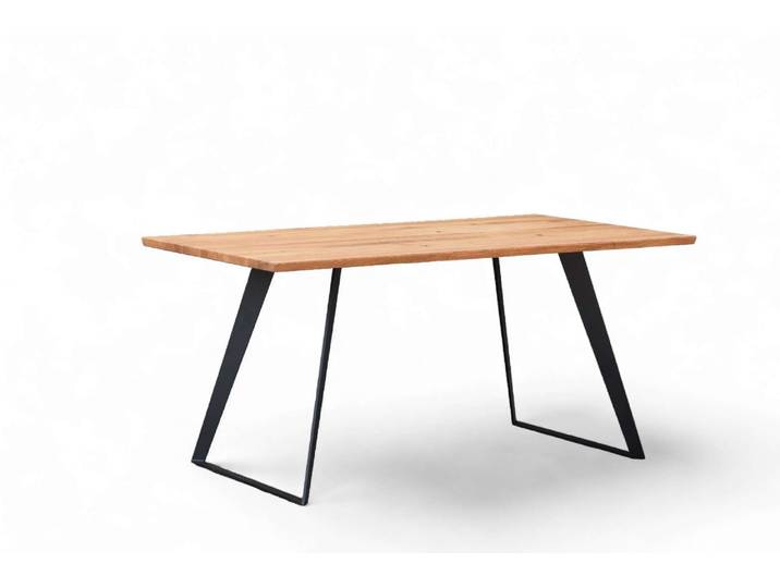 Esstisch OTTO HOME Talwiese Küchentisch, U-Form Metallgestell, Wildeiche massiv geölt , beige (natur, schwarz, natur), B:200cm H:76cm T:100cm, Tische, Esstisch, Baum Kante oder Schweizer Kante, erhältlich in 3 Größen und 2 Farben