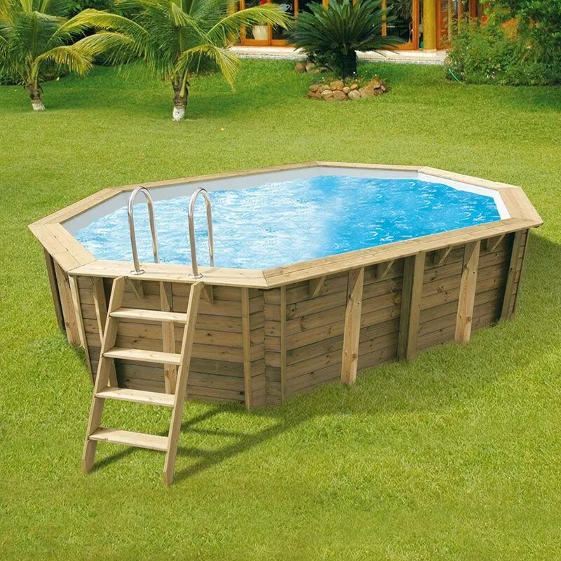 Ubbink Piscine bois Lagon 4,85 x 3,35 x h1,20m - Bleu