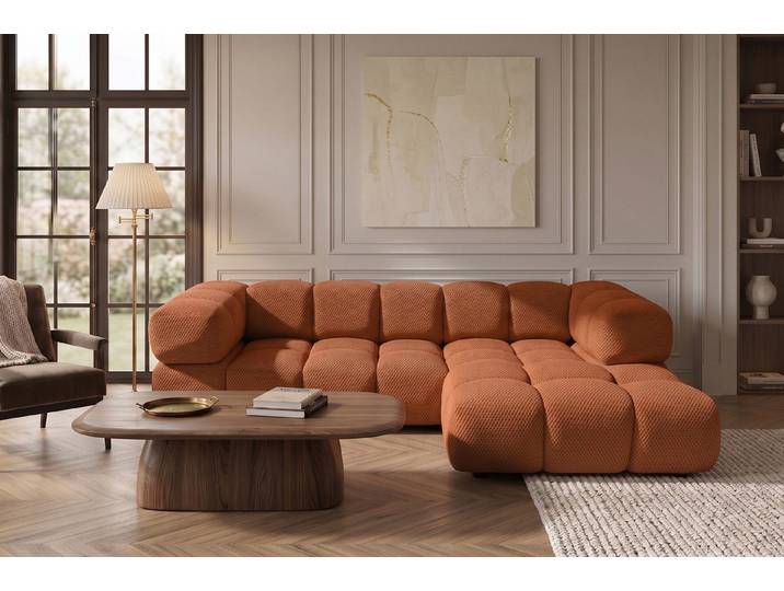 Kaiser Möbel Ecksofa L-Form für Wohnzimmer, Stoff Sonic 3D, AVERRO, Modernes Bubble-Design,Premium-Loungesofa,Abgerundete Form