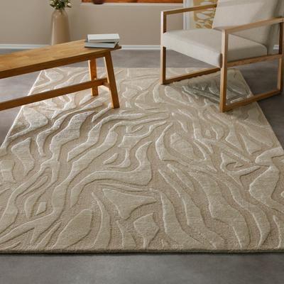 Teppich WECON HOME "Lior", beige, B:70cm H:10mm L:140cm, Schurwolle, Teppiche, Teppich, Wollteppich, abstrakt, hochwertig, handgetuftet, robust, modern