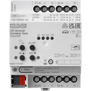 Jung Schaltaktor 39004 1S R, für Smart Home, 4 Kanäle, für Hutschiene, KNX