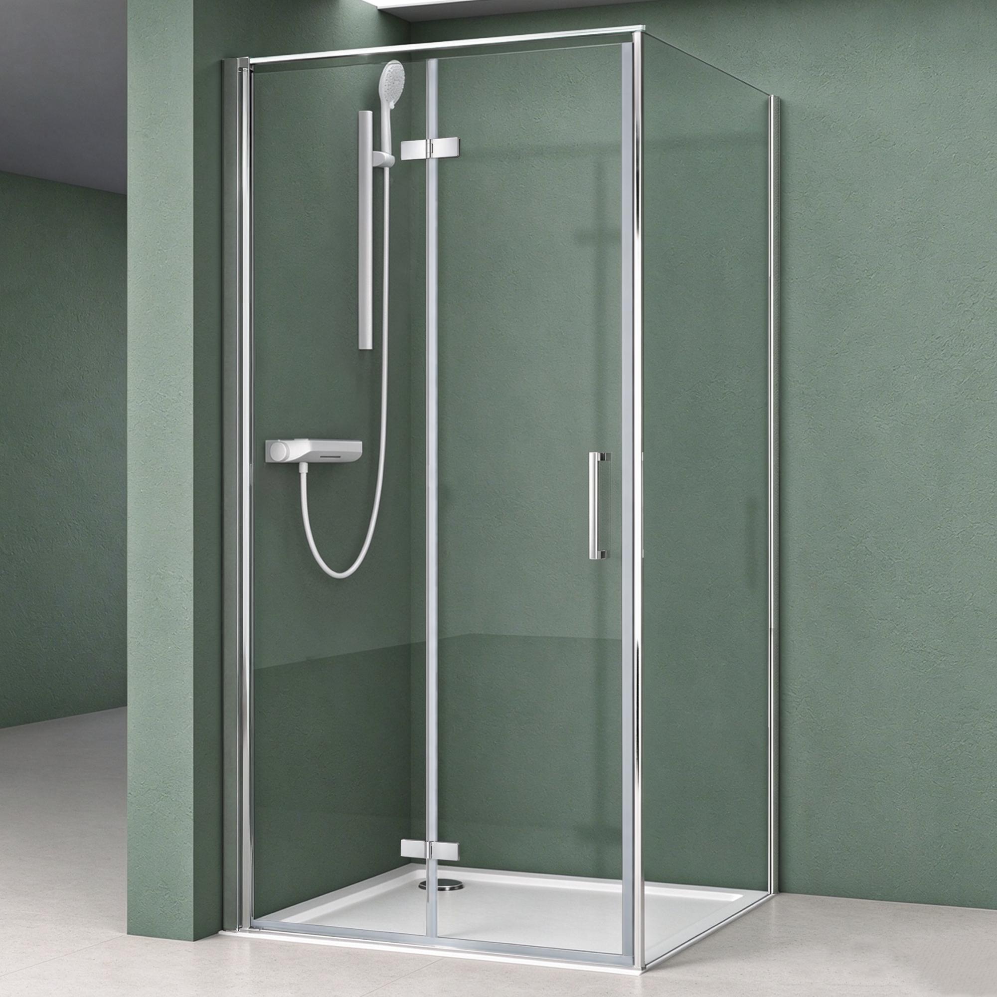 Mai & Mai Duschkabine Duschabtrennung 90x100x195cm 8mm ESG-Sicherheitsglas Nano-Beschichtung Hebe-Senk-Mechanismus mit Duschtasse Rav37-Plus