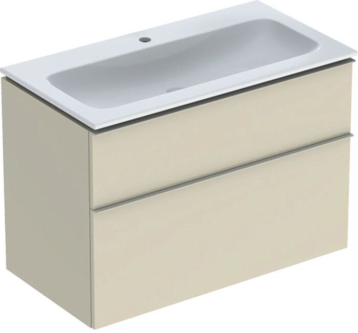 Geberit iCon Möbel-Waschtischset 502337JL1 90x63x48cm, weiß, sand hochglänzend, Griff sant matt