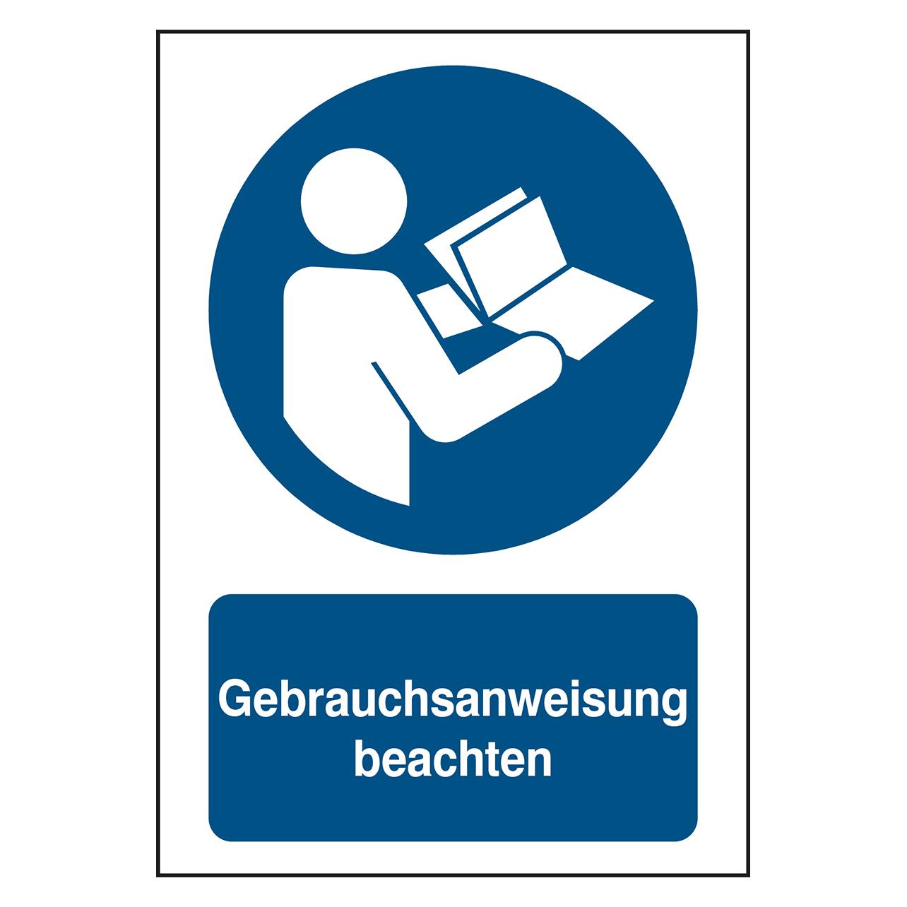 Brady B-862, Toughwash-Gebotsschild, M002 - Gebrauchsanweisung beachten, Polyester, Weiss auf Blau (199409)