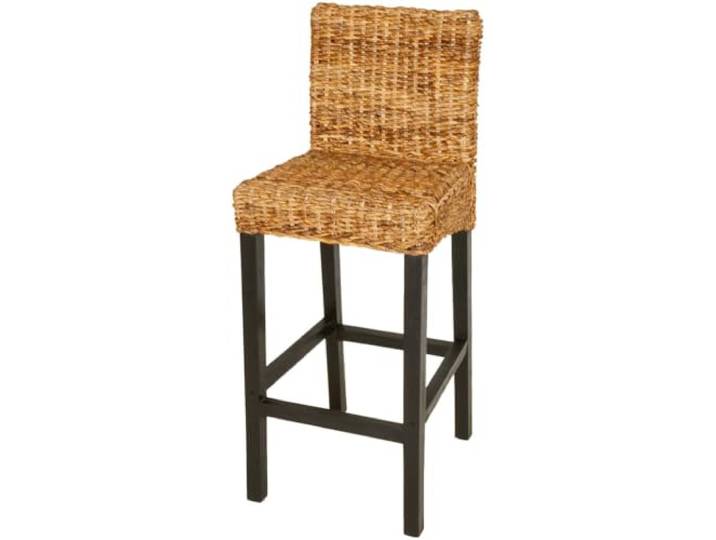 POUFGDR Barhocker, 2-teilig, aus Mahagoniholz und Abaca, rustikales Design Duo-Hocker, Naturfasern aus Abaca, Wärme aus Mahagoniholz, schlichter Stil, gemütliche Atmosphäre