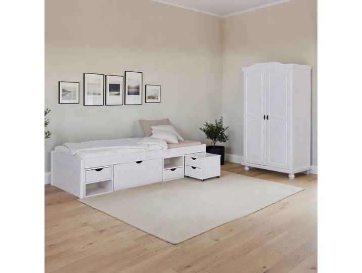 Schlafzimmerset Hedda 2-tlg Stauraum 90 x 200cm Weiß