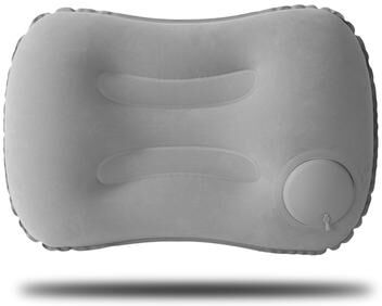 Market Central Inflatable Travel Pillow With Built In Pump Portable Neck Back Support Cushion gray