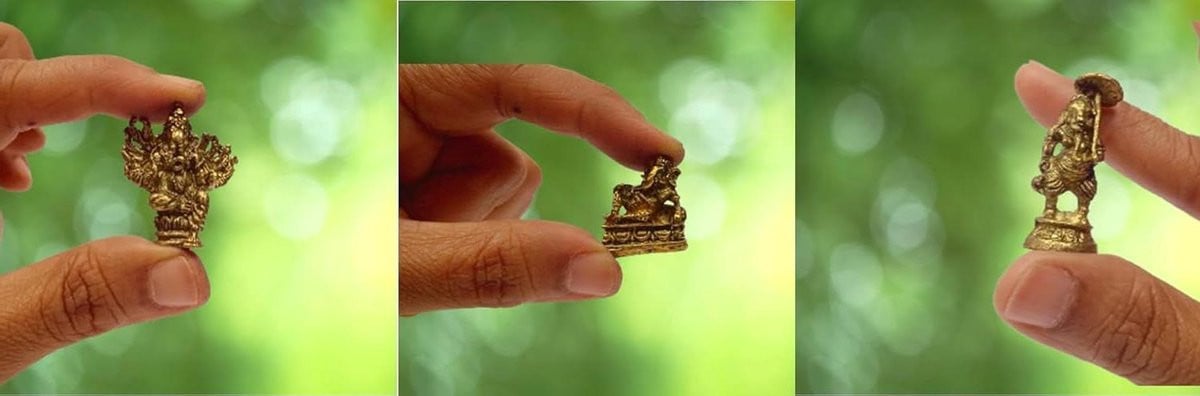 Set van 3 Multicolor Ganesha Miniatuur Beeldjes voor Decoratie