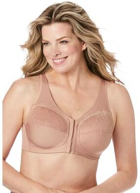 Plus Size Women's Full Figure Plus Size MagicLift Natural Shape Front-Close Bra Wirefree 1210 by Glamorise in Cappuccino (Size 46 G)