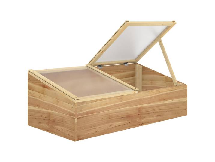 ComfortXL Gewächshaus De-11915 mit 2 getrennt öffnenden Dachflächen Naturholz, Naturfarben, Holz, 50x36x100 cm, Gartenzubehör, Gartenhäuser & Gewächshäuser