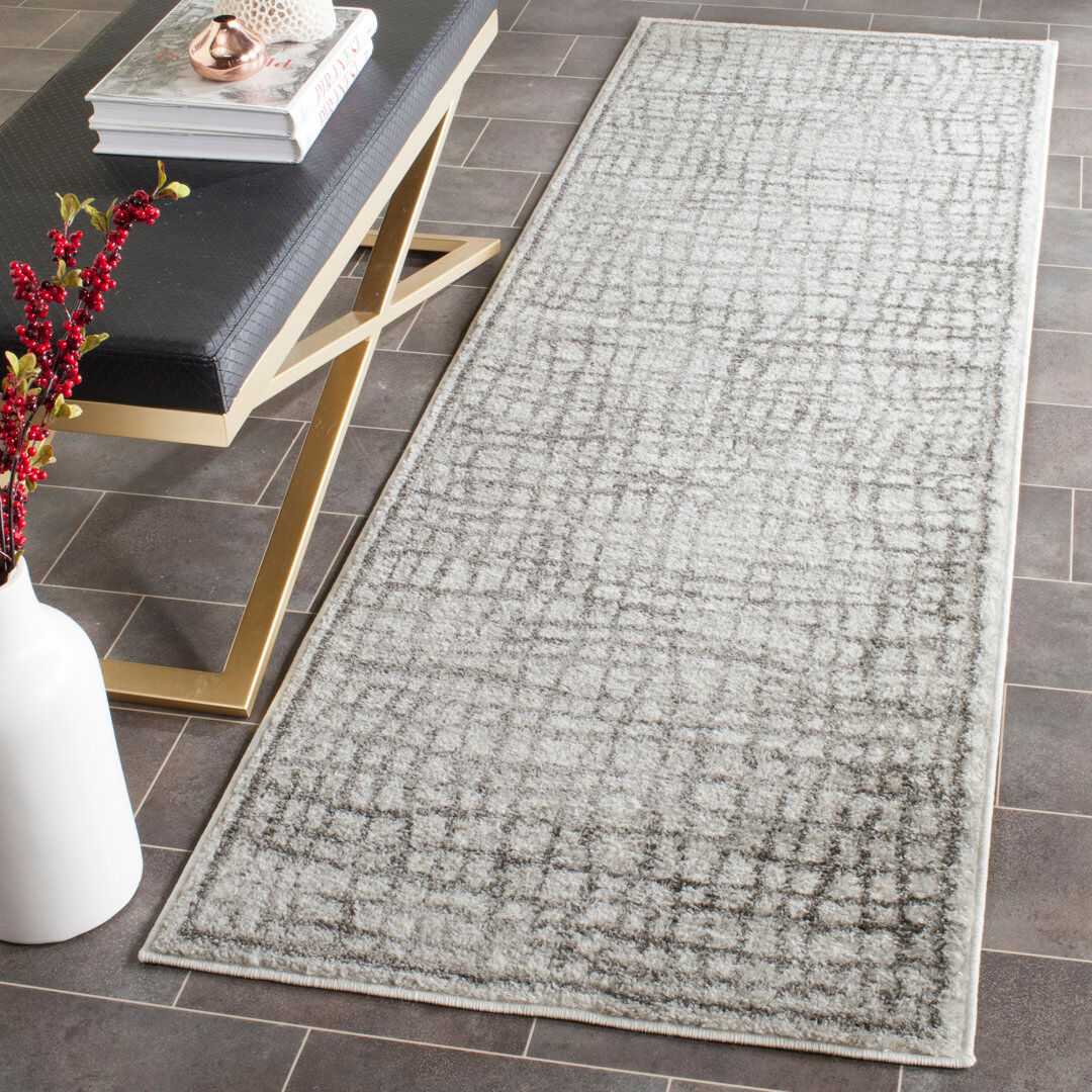 Rio Stonyford Geometric Area Rug Silver Runner 76 x 244 cm