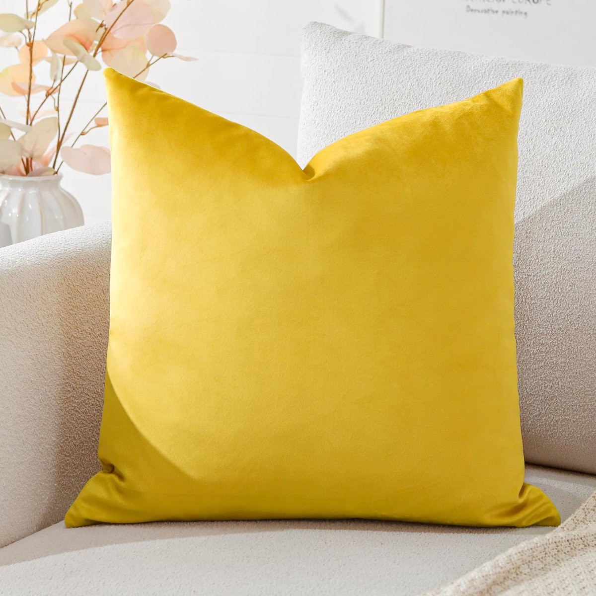 Ibenzoa Stijlvolle fluwelen kussensloop goudgeel 40 x 40 cm
