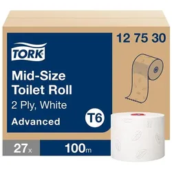 Tork Toilettenpapier Midi T6 2-lagig 1 Karton à 27 Rollen