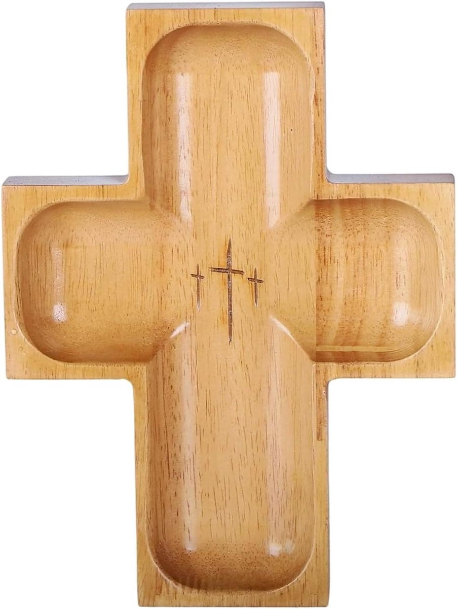 Handgemaakte rustieke gebedsschaal van natuurlijk hout, breedte: 19 cm