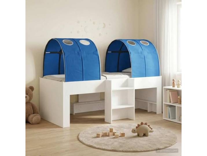 RJPLMFV Bett mit 3 Teilen, Weiß und Blau, Holz Lattenrost, weiche Mikrofaser, einfache Montage, modernes Schlafzimmer