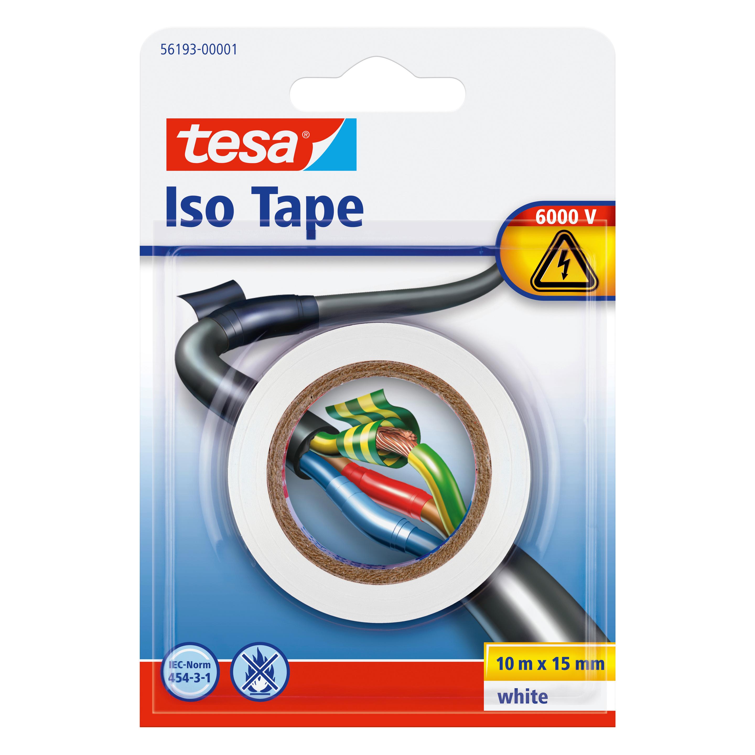 tesa Elektro Isolierband, hitzebeständiges Klebeband zum Isolieren, Reparieren & Bündeln (15 mm) (56193-00001-22)