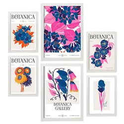 POSTER Set Mit 6 Blumen Botanische Galerie Natur Und Botanikdrucke Für Innenarchitektur A3 & A4 Weißer Rahmen