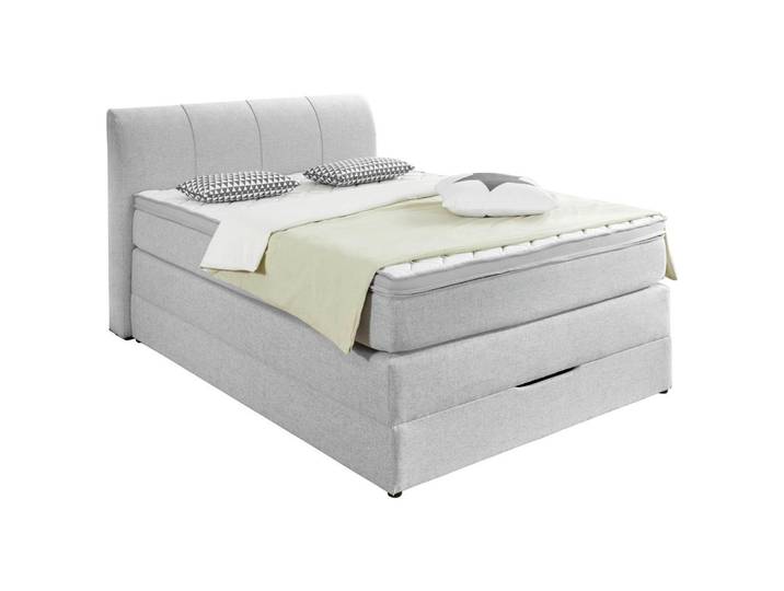 Carryhome Boxspringbett, Silberfarben, Textil, H2 + H3, 7-Zonen, 120x200 cm, Topper durchgehend, Schlafzimmer, Bett, Einzelbetten