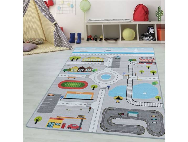 Teppium Tapis enfant tapis de jeu color gris 140x200 cm tapis chambre enfant tapis chambre bébé