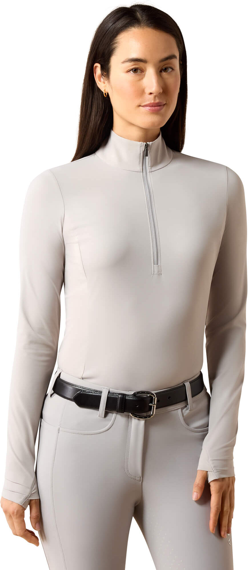 Women's SolVeil 1/2 Zip Baselayer in Show Grey, Size: Large by Ariat