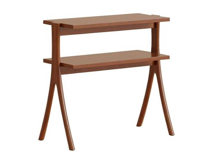 hongchenke34 Sofa Beistelltisch Doppelschichtiger Sofa-Beistelltisch, Holz-Lagerregal, Retro-Wohnzimmer-Ecktisch, offenes Ablagefach(Bruin)