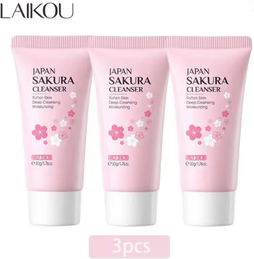 Inspire Essentials LAIKOU Sakura Gentle Deep Cleansing Face Wash For Oil Control And Pore Care 3pcs