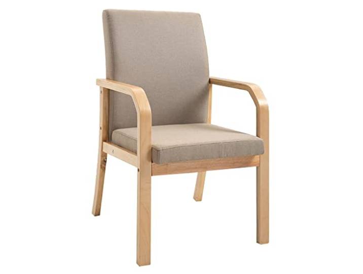 GIZNXBA Esszimmerstühl Grau, Esszimmerstühle Mit Armlehne Küchenstuhl Holz Polsterstuhl Esszimmer Freizeit Modernes Wohn-Esszimmer Küchenstuhl Aus Stoff Mit Holzbeinen (Color : Khaki)