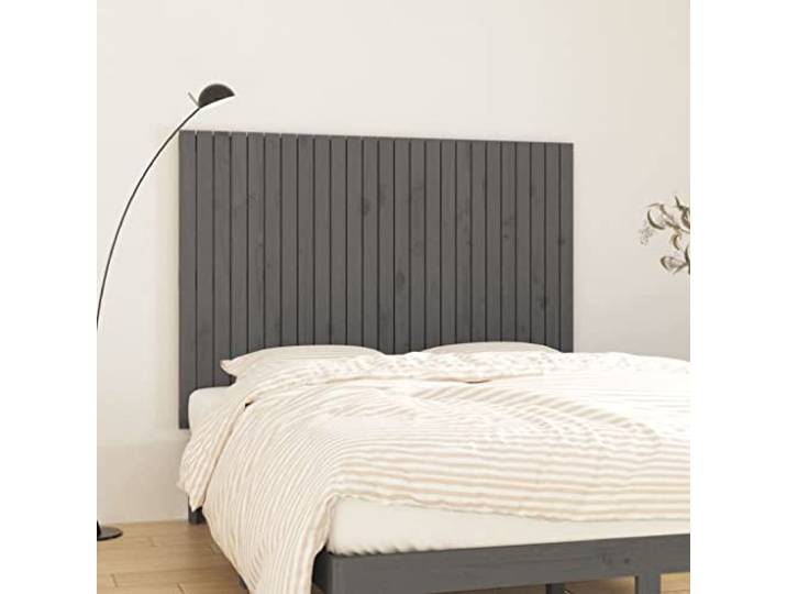 Das Kopfteil des Bettes grau aus massivem Kiefernholz 159,5x3x110 cm, Wandmontage und bietet hervorragende Rückenstütze beim Lesen oder Fernsehen.