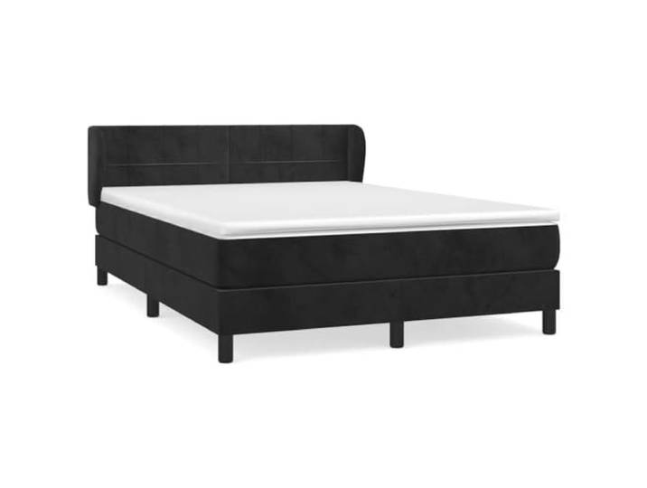 PUGYNBK Boxspringbett aus schwarzem Samt, 140 x 200 cm Verstellbares Kopfteil, Taschenfedern, mittlere Festigkeit, weicher Lederbezug, einfache Montage