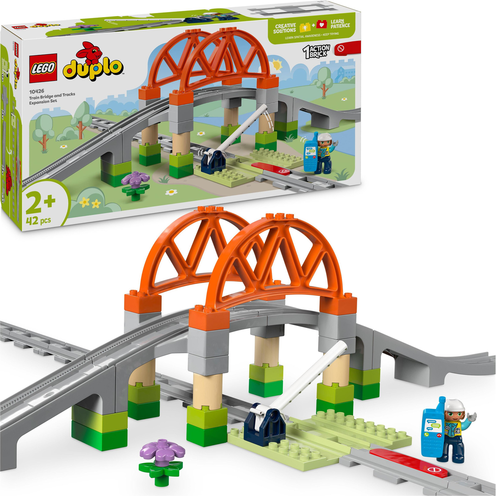 LEGO DUPLO My Town 10426 Expansion Set met Treinspoor en Brug - Educatief Speelgoed