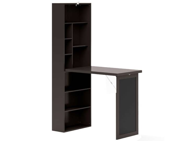 Bureau informatique pliable avec rangement marron