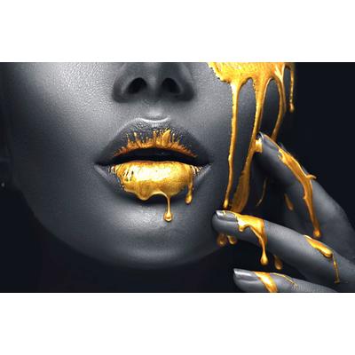 Fototapete PAPERMOON "GOLDENE LIPPEN-SCHMUCK ART DESIGN ABSTRAKT MUSTER KUNST", bunt, B:2m L:1,49m, Vlies, Tapeten