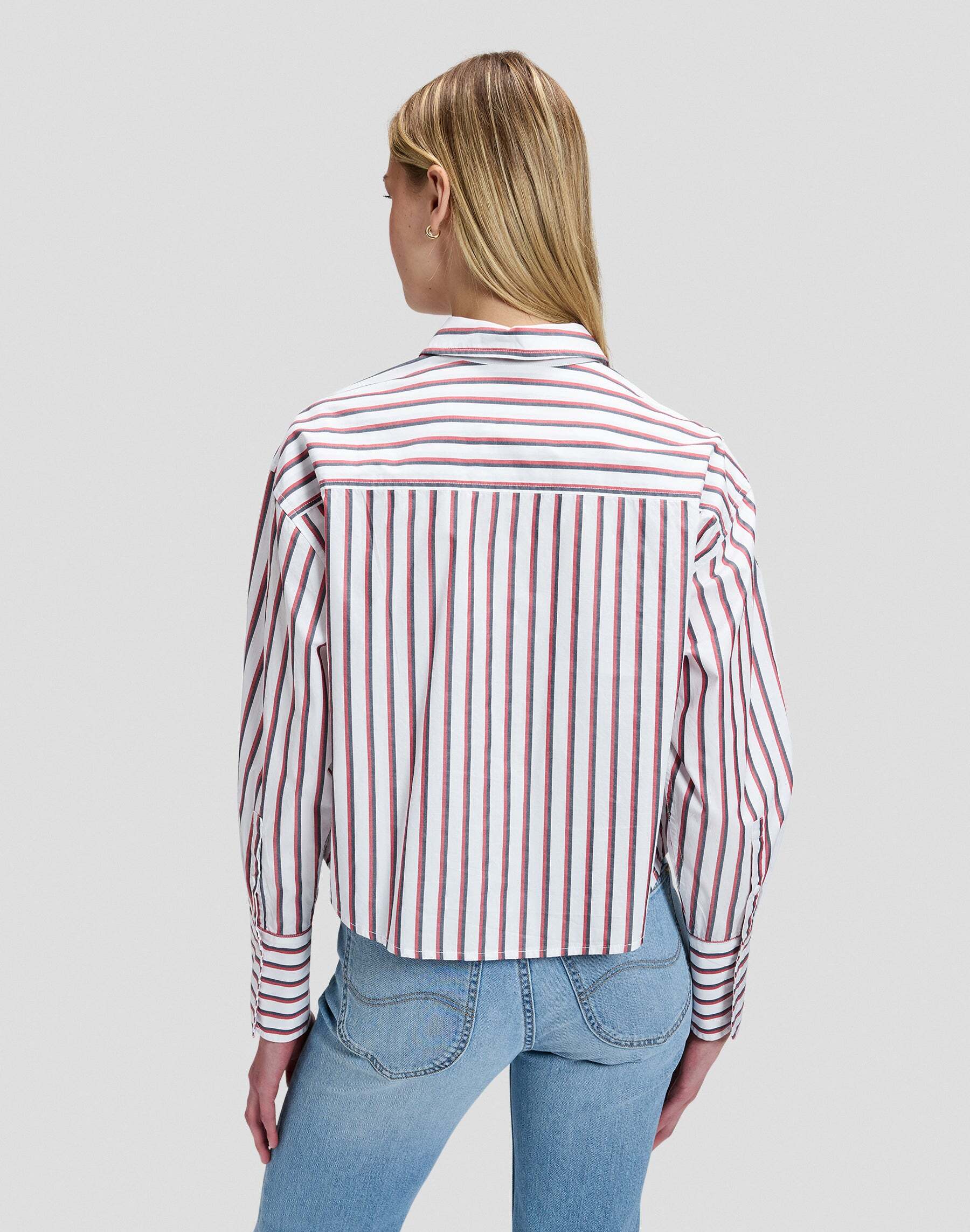 Langarmbluse LEE "Lee Langarmhemd Cuffed", Damen, Gr. XS, rot (weiß), Obermaterial: 100% Baumwolle CO., Blusen Langarmbluse weiß XS