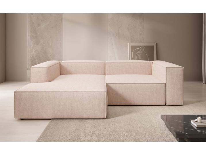 Designer Ecksofa Lesley Mini in Leinen-Optik - Amber - Rechts - Leinen-Optik - Luxusbetten24